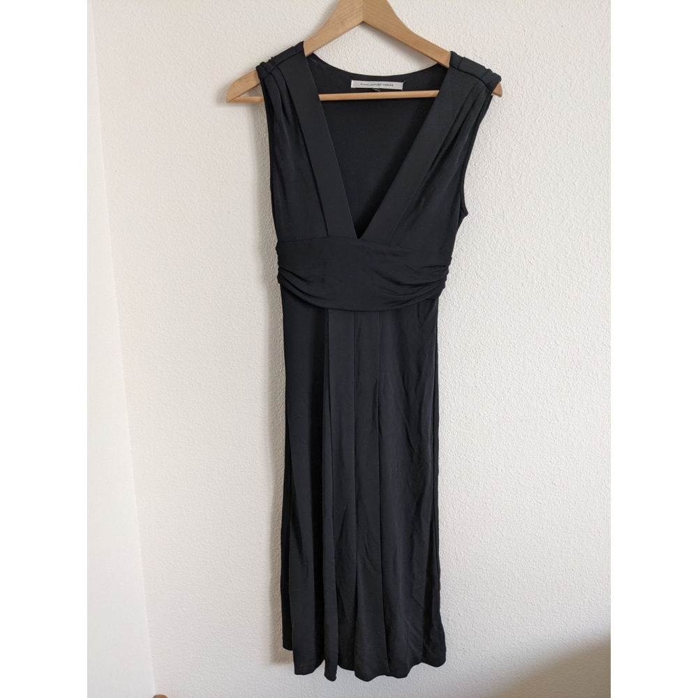 Diane von Furstenberg black deep v dress.